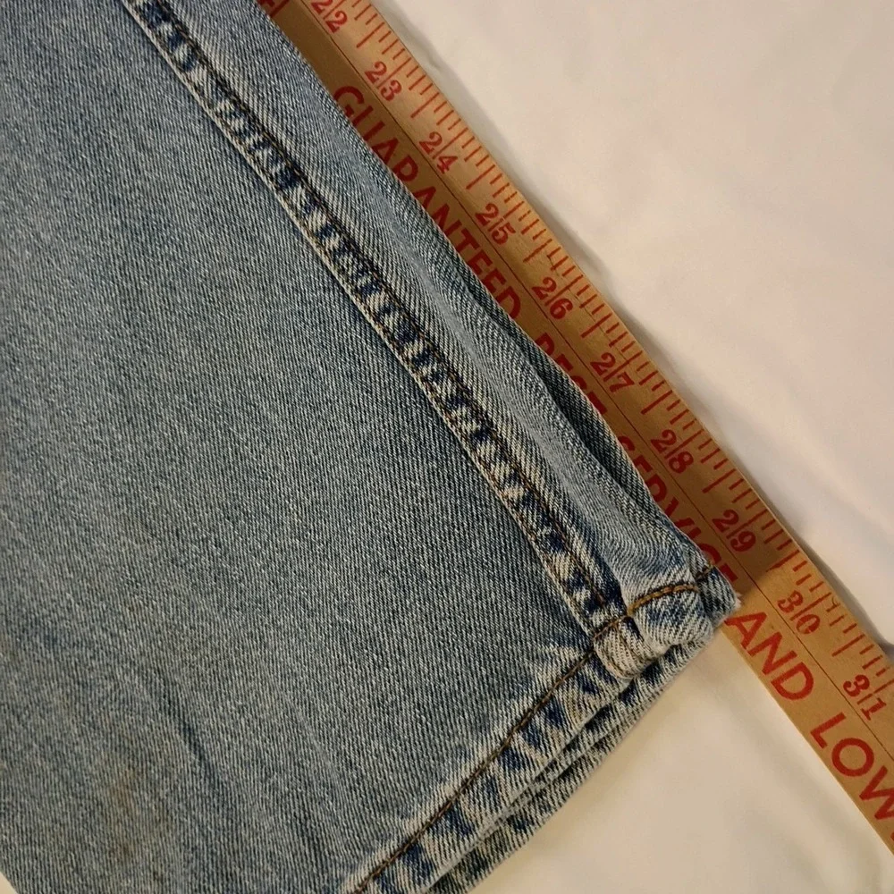 Levis 505 Regular Fit Straight 38 (36) x 32 (30) Light Wash Denim Blue Jeans Zip
